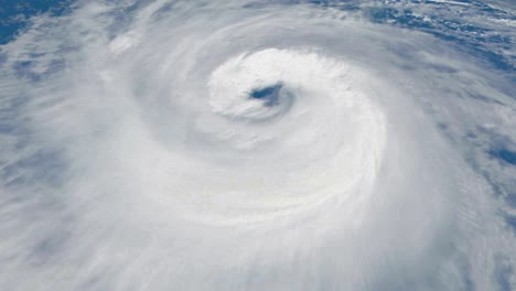 una vista por satélite centrada en el ojo de un huracán giratorio - bucle sin costuras
