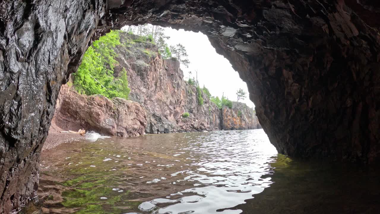 Exploring the Cave on Lake Superior North Shore, MN