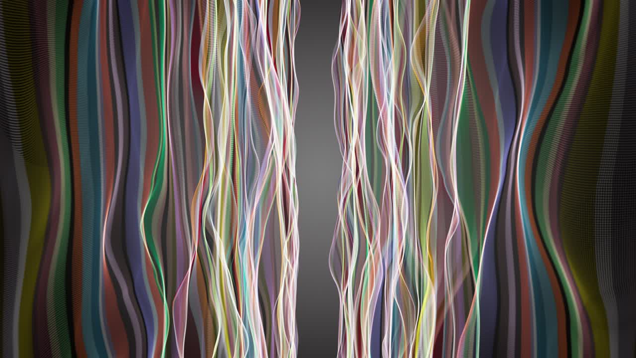 천천히 움직이는 입자 파동 물체와 함께 환상적인 애니메이션, 4096x2304 루프 4k