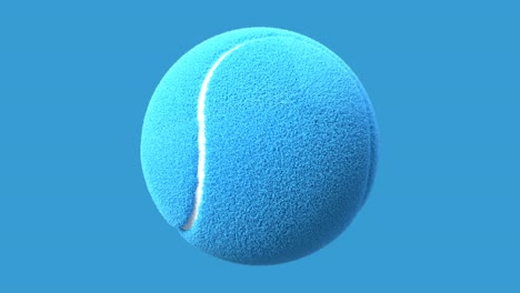 light blue tennis ball on blue background.