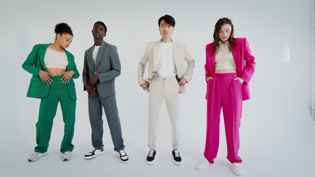 Diverse Models in Colorful Suits