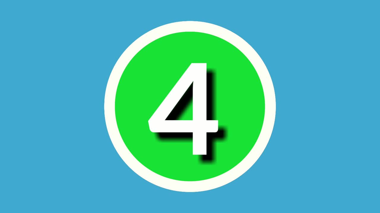 Number 4 four sign symbol animation motion graphics on green sphere on blue background,4k cartoon video number for video elements