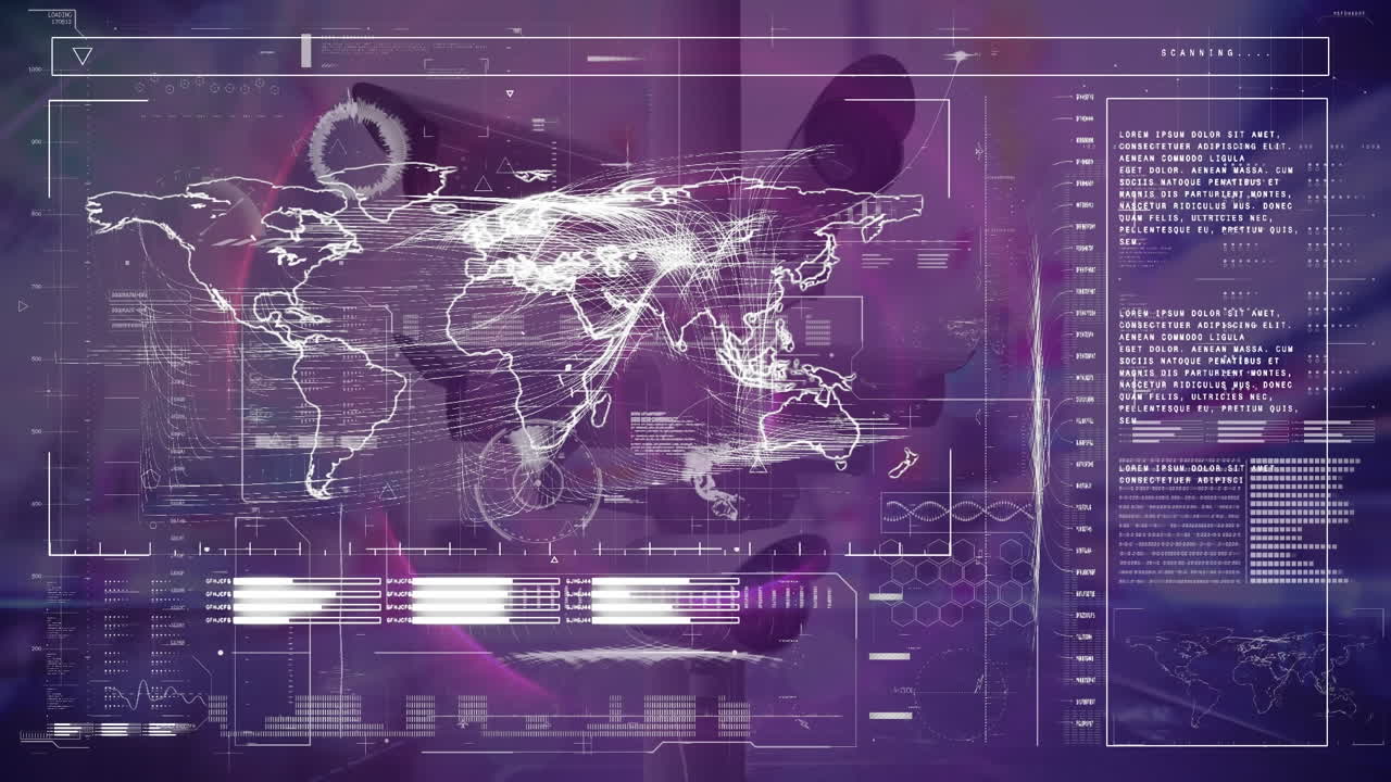 animación de la pantalla digital con diversos datos y gráficos sobre las cámaras de seguridad