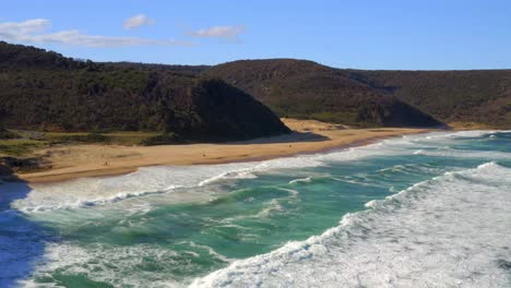 scenic view of blue sea and coastal cliffs of royal national park in new south wales, australia - aerial drone shot