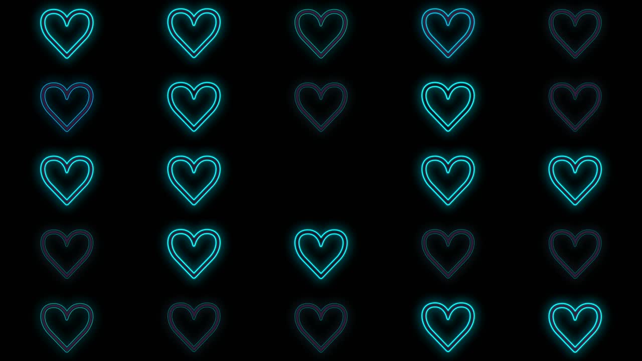 펄싱하는 네온 블루 라이트가 있는 하트 패턴 4