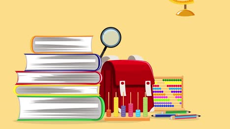 animación de los suministros escolares y crecimiento del aprendizaje