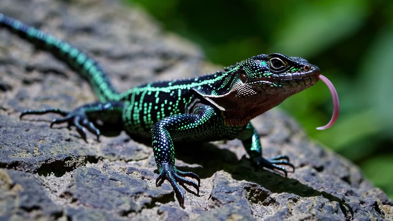 Emerald Lizard on a Rock