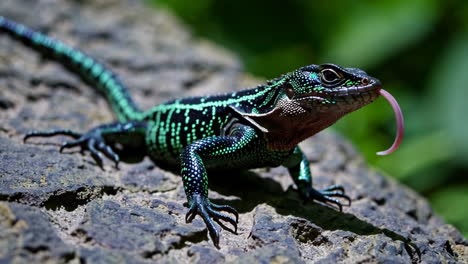 emerald lizard on a rock