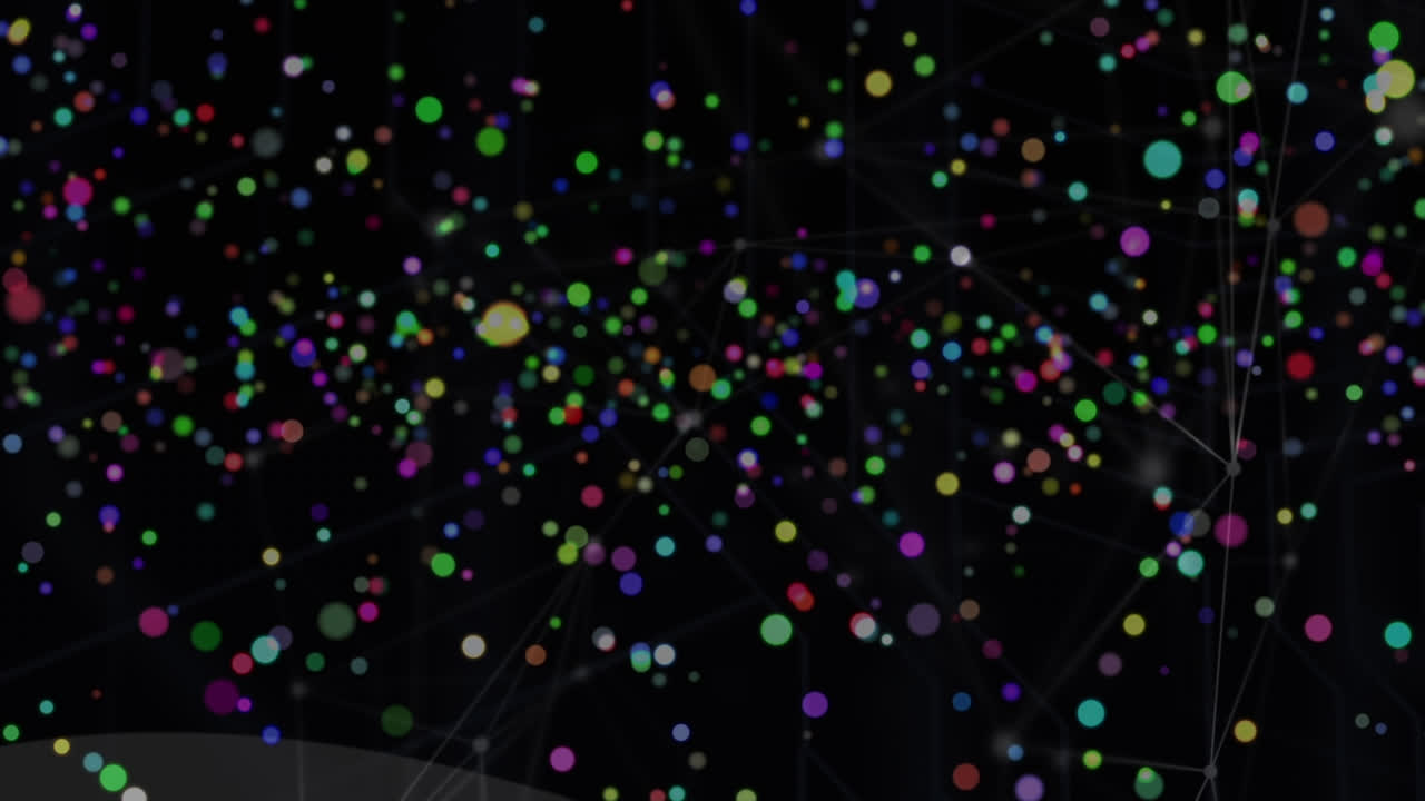 Animation of light spots over network of connections on black background