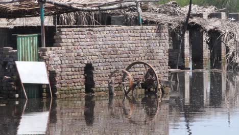 ruined buildings in rural sindh submerged due to recent flooding's
