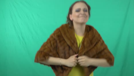 energetic lady dancing happily in the studio