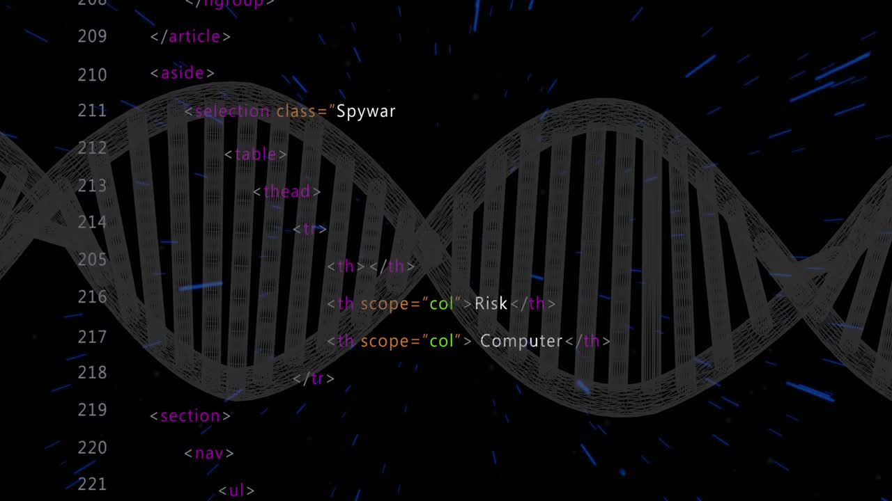 animación de la cadena de adn sobre el procesamiento de datos