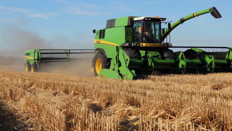 combine harvester working in a field