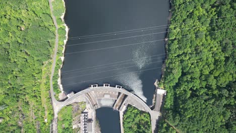 overhead birds eye view dam barrage du chastang france edf hydro power plant