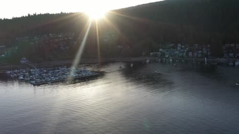 stunning sunset over deep cove marina in british columbia