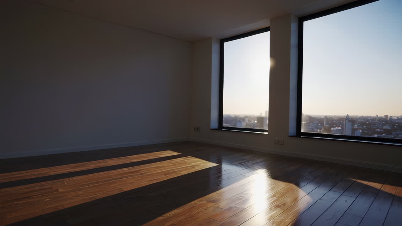 Empty Modern Room with City View