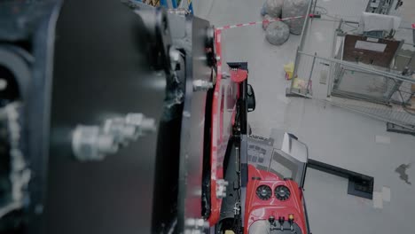 a crane getting extended in storage