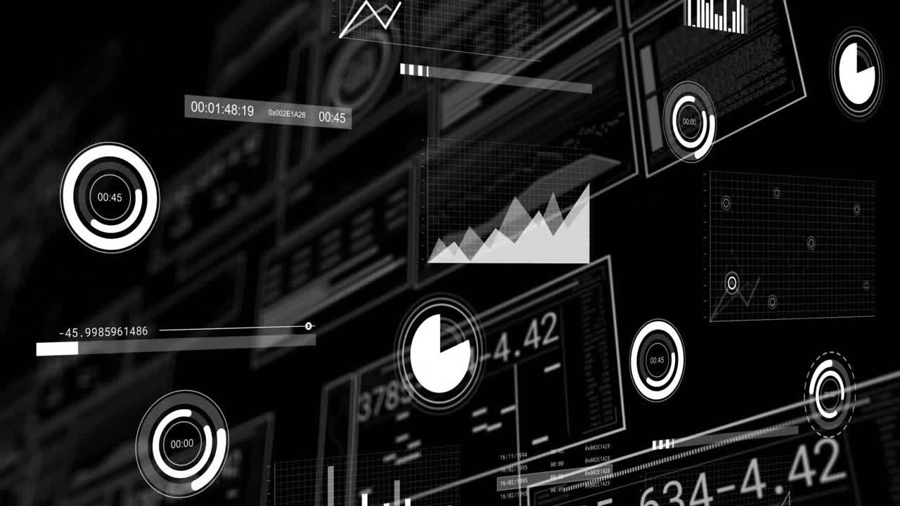 검은색 배경에 데이터 처리의 애니메이션