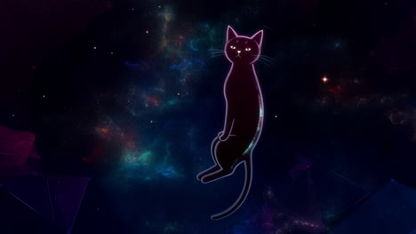 a neon cat in space