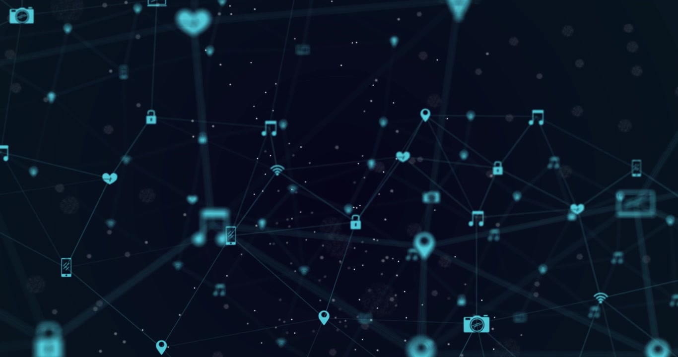 Animación de red de conexiones con iconos