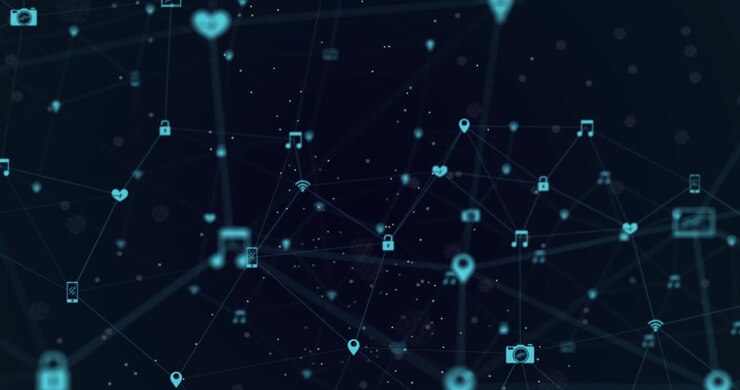 Animación de red de conexiones con iconos