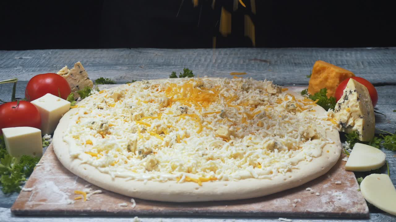 haciendo una deliciosa pizza de queso