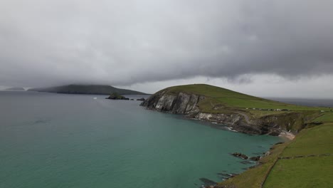 dramatic view dunmore head dingle peninsula ireland drone aerial