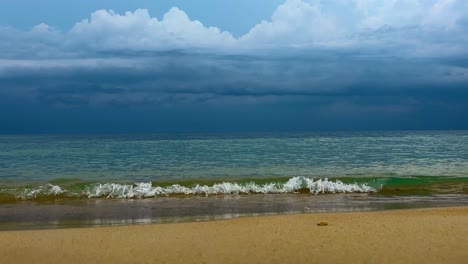 Low-angle-ground-level-pov-Idyllic-tropical-beach