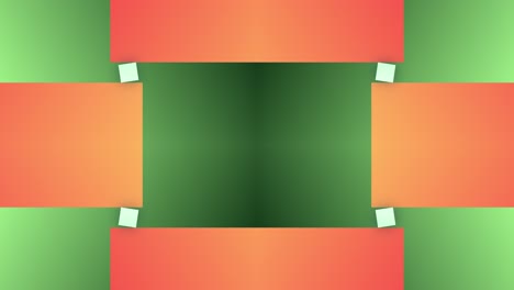 bloque rectángulo lineal forma cuadrada animación sin costuras movimiento fondo superposición de espejo geométrico color naranja verde
