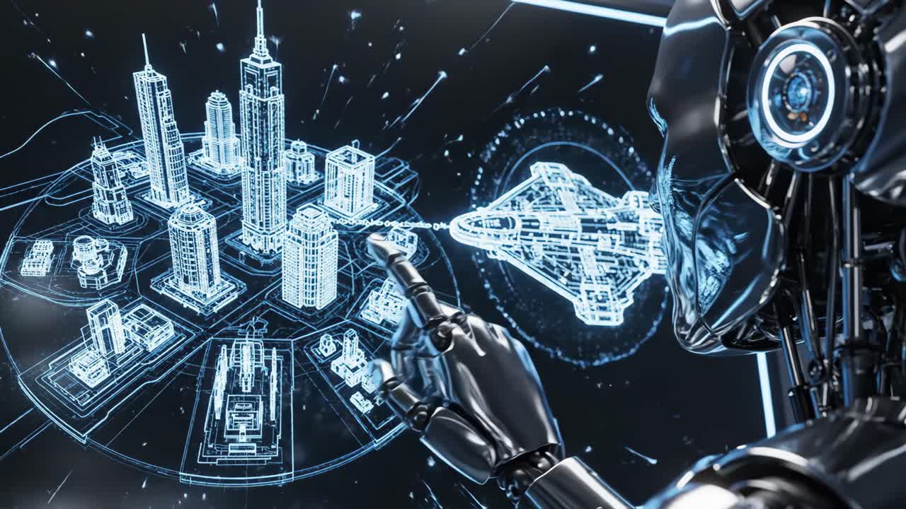 Robot Interacting with Futuristic City Design