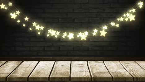 Glowing-string-of-fairy-lights-on-brick-wall