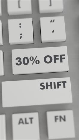 30% de descuento en las pulsaciones de botones en el teclado de vídeo vertical