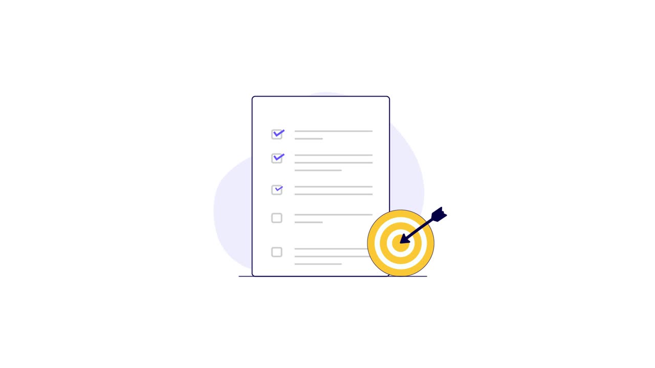 Animated Checklist with Target Symbolizing Goal Achievement