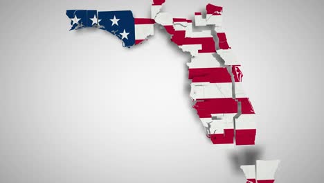 motion graphics animated map of florida forming - usa flag