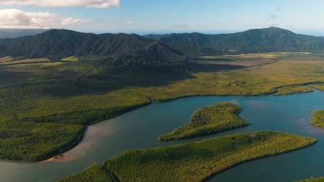 amazing daintree river landscape in queensland, aerial view