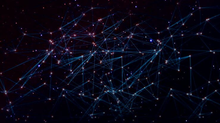 Network with nodes connected background. Technology concept