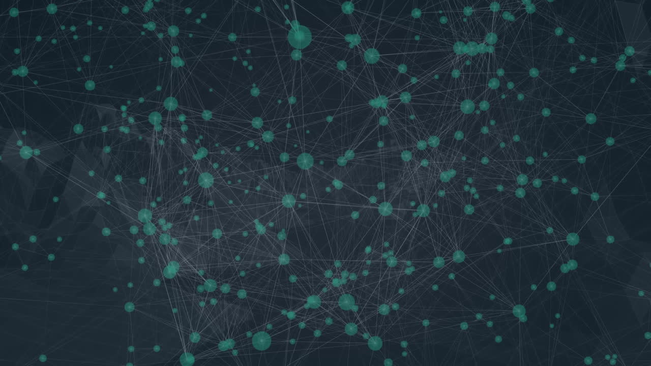 Animation of network of connections on dark green background