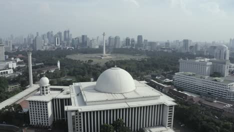 istiqlal mosque jakarta indonesia with the national monument in the background