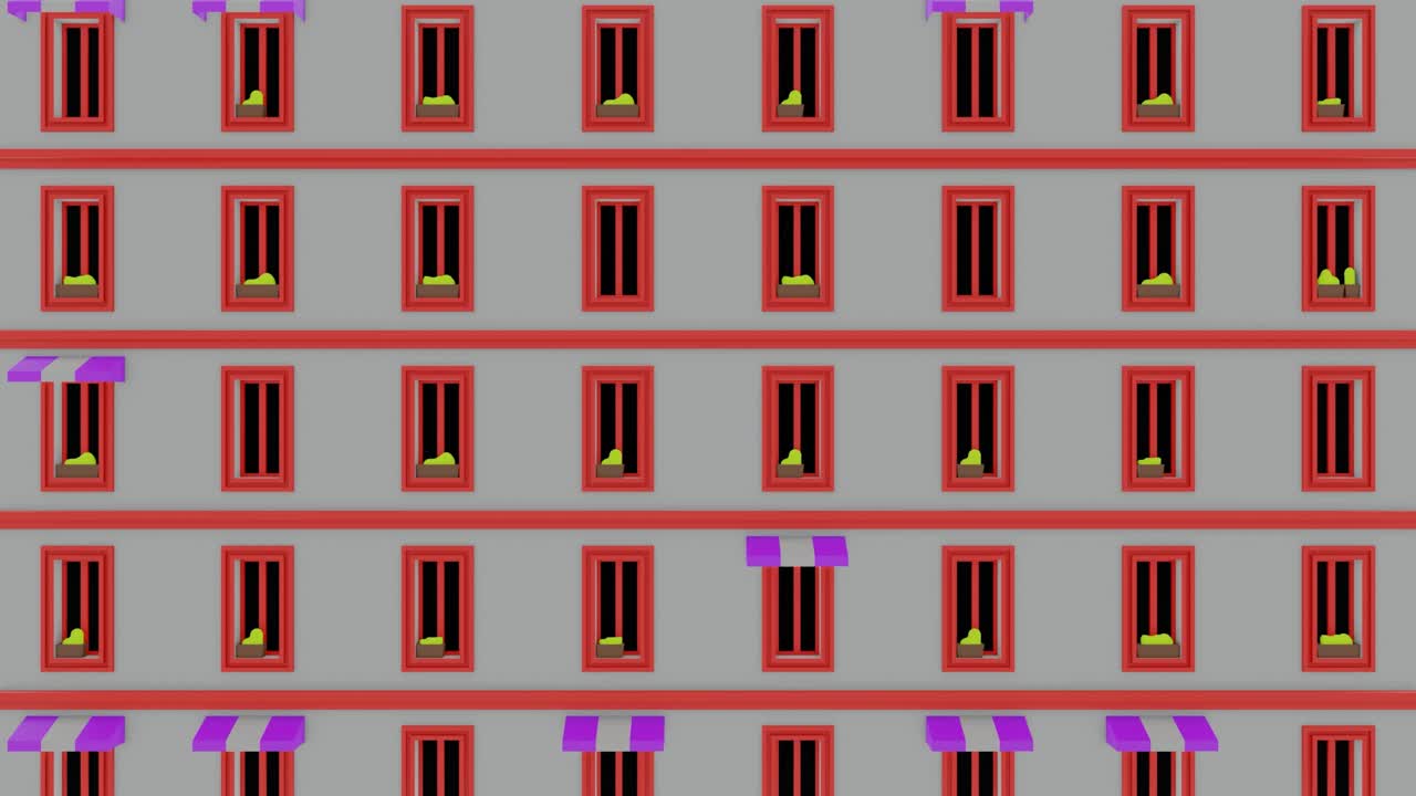 현대 건물 앞면 에 있는 창문 들 의 반복적 인 패턴