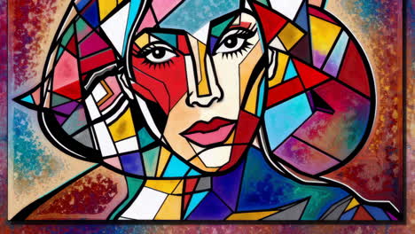 vibrant abstract geometric portrait of a woman