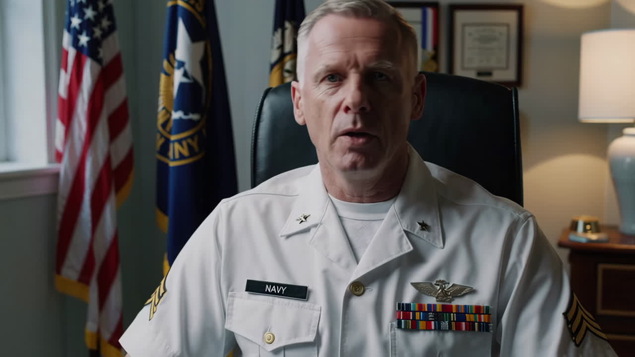 US Navy Officer Giving a Speech