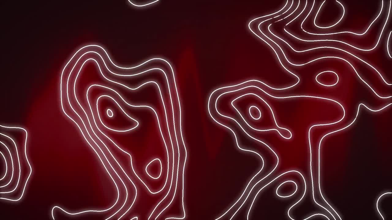 Animation of white contour lines moving on dark red background