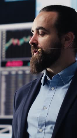 vertical video male public speaker and business coach leading a dynamic presentation