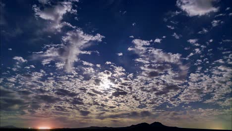 light pollution in mojave desert during timelapse of setting sun