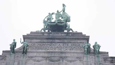 close up triumphal arch at jubelpark in cinquantenaire in brussels city centre