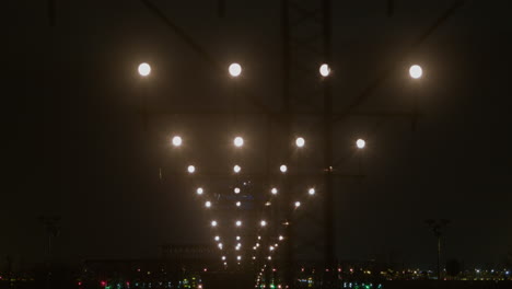 airport runway lights at night