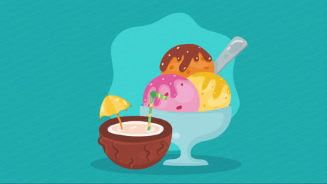 ice cream sweet in cup animation