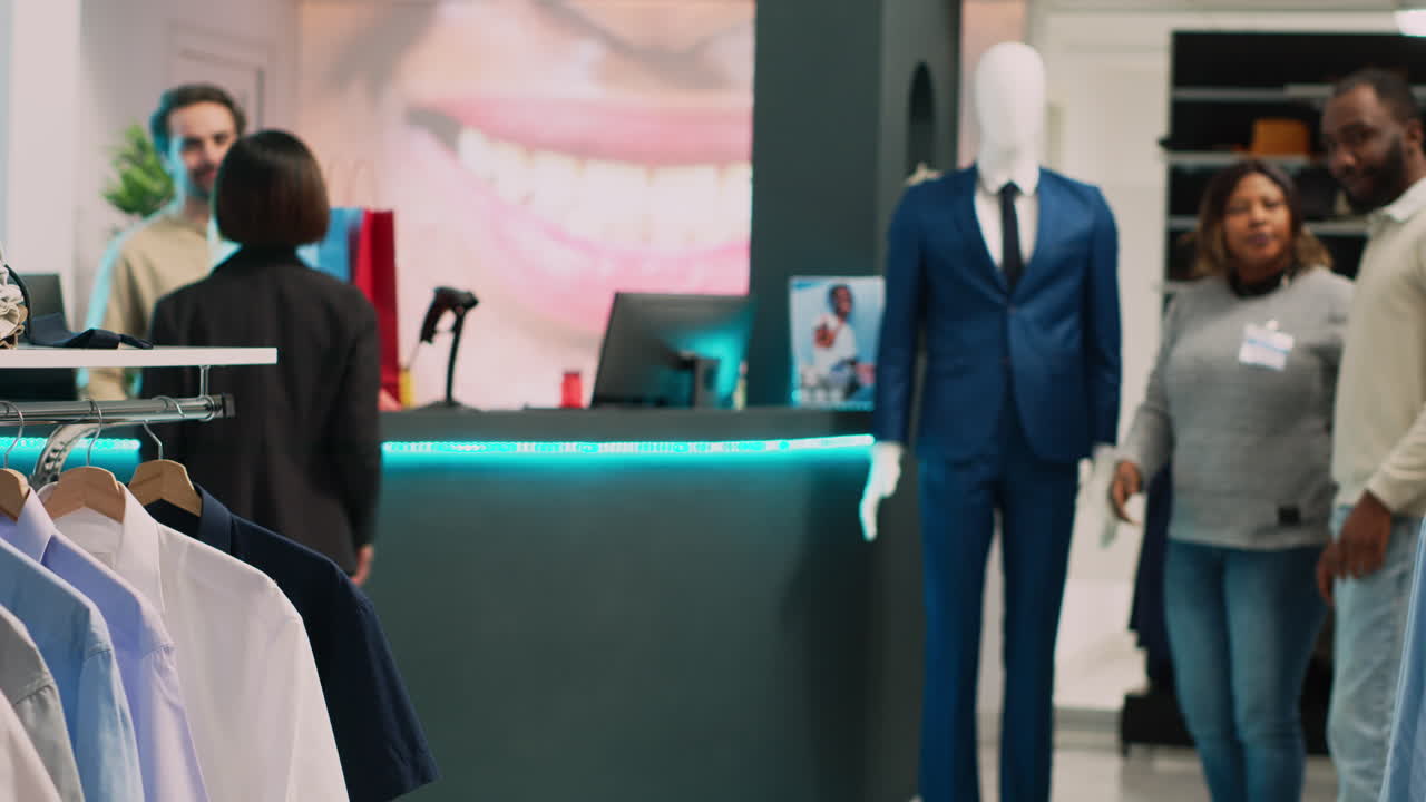 Fashionable woman shopping in clothing store