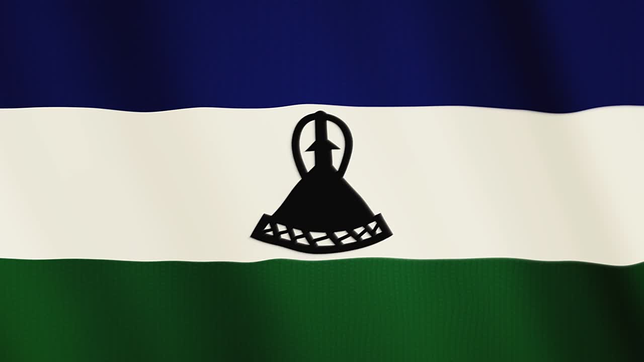 Lesotho flag waving animation. Full Screen. Symbol of the country