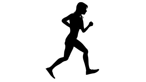 4k animated silhouette loop of a woman running on a white background